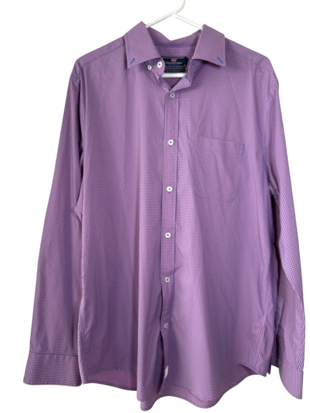 Vineyard Vines Mens Classic Fit Murray Shirt L Pink/Blue Gingham Performance Fab